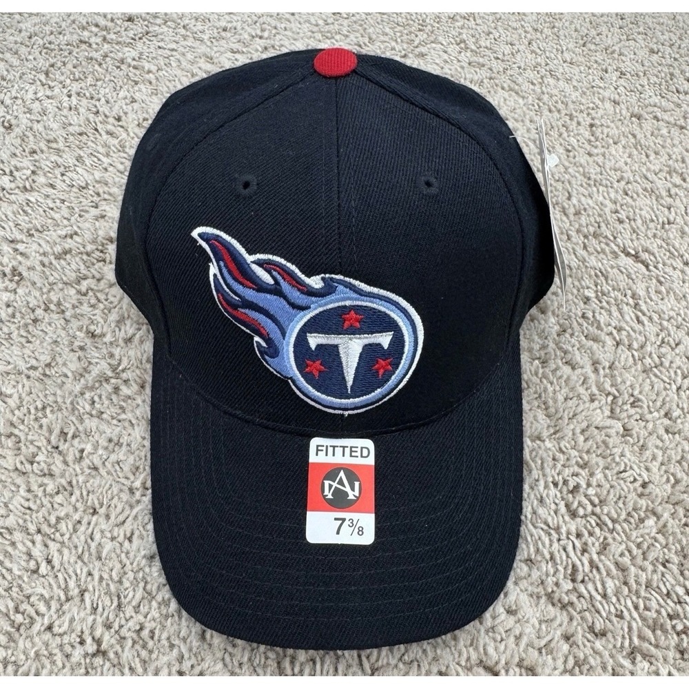 Tennessee Titans Hat Fitted 7 3/8 Annco Black Red Underbrim NFL Cap NEW NOS - Picture 8 of 8